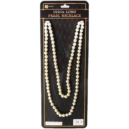 White 1920s Long Pearl Necklace
